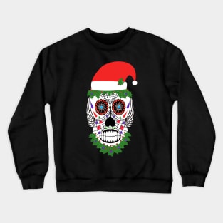 Scary Santa Claus Skeleton Face with Santa hat Crewneck Sweatshirt